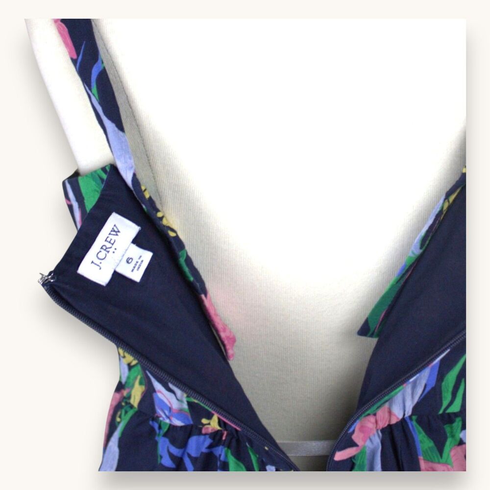 J.Crew Navy Floral Maxi Dress Tiered Skirt Sleeveless Summer Cottage Boho Sz 6 - Picture 6 of 6
